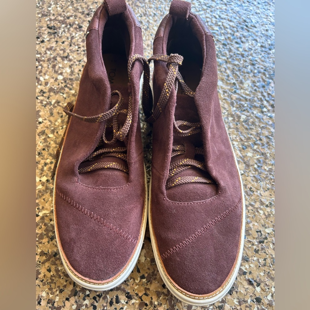 Toms Suede Lace-Up Sneakers - Burgundy Forest Brown
